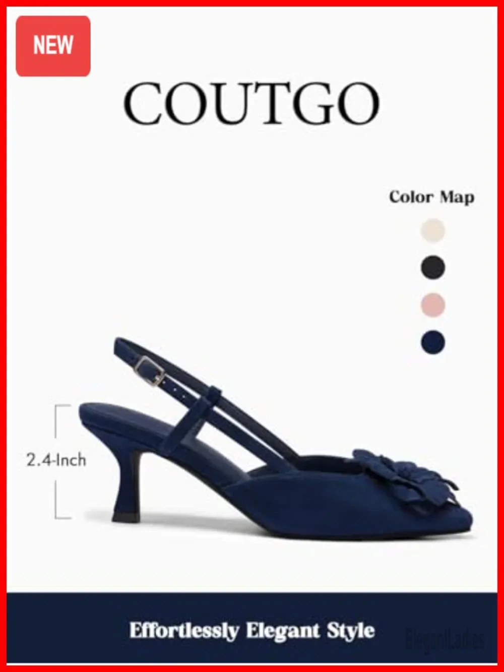 Women's Slingback Kitten Heels Closed Pointed Toe Pumps Low Heel Dress Shoes